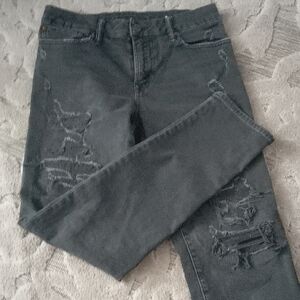 American Eagle Outfitters Ripped Skinny Jeans in Charcoal